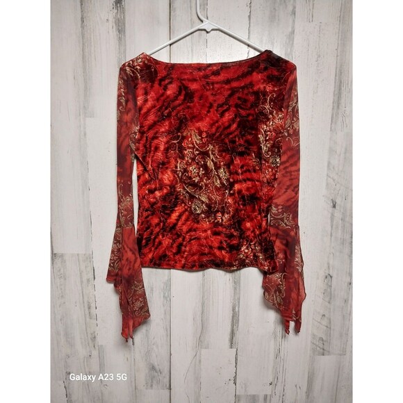 Vintage 90s Step By Step Red Velvet Top - Picture 6 of 6